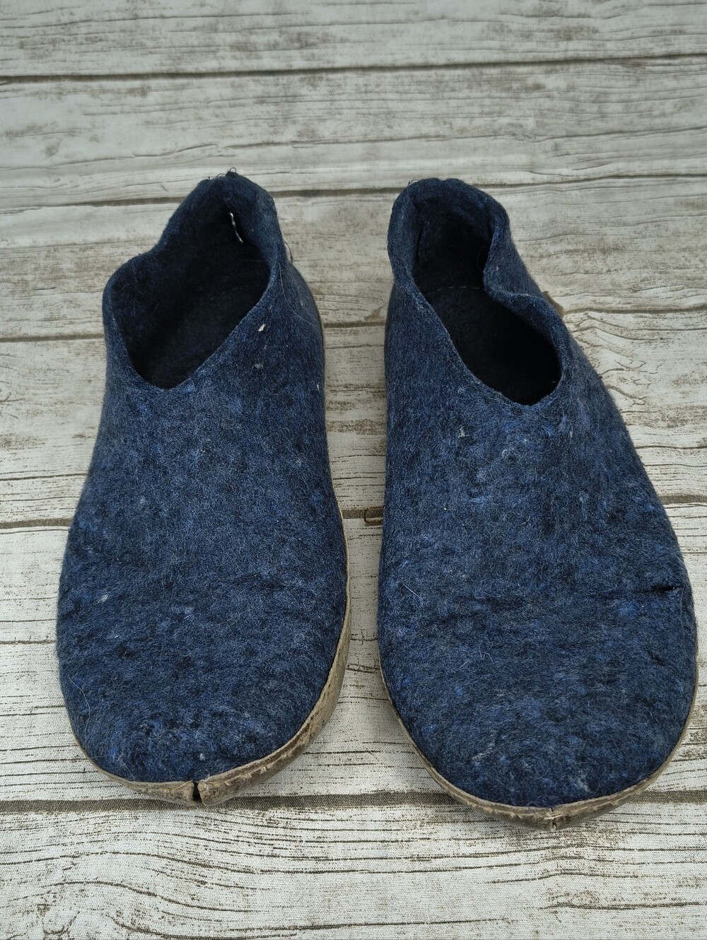 Glerups Blue Felted Wool Slippers